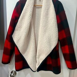 Sonoma Red and Black Plaid Teddy Jacket
